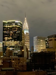 The Chrysler Building, lit up at night, New York